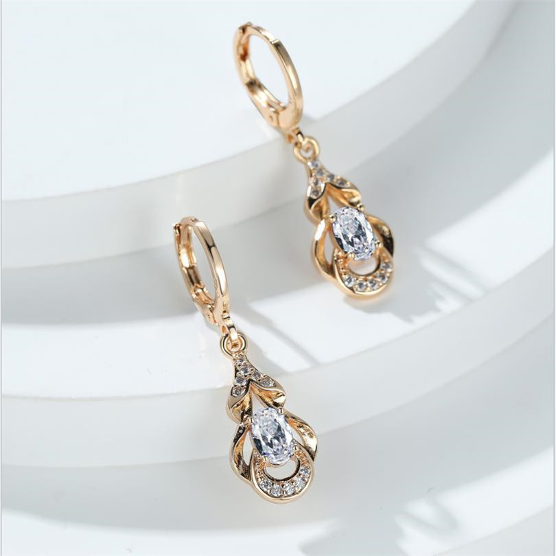 TEMU Pendientes de estilo bohemio vintage KC en oro con piedra azul de corte ovalado, pendientes colgantes de gancho para mujer, joyería