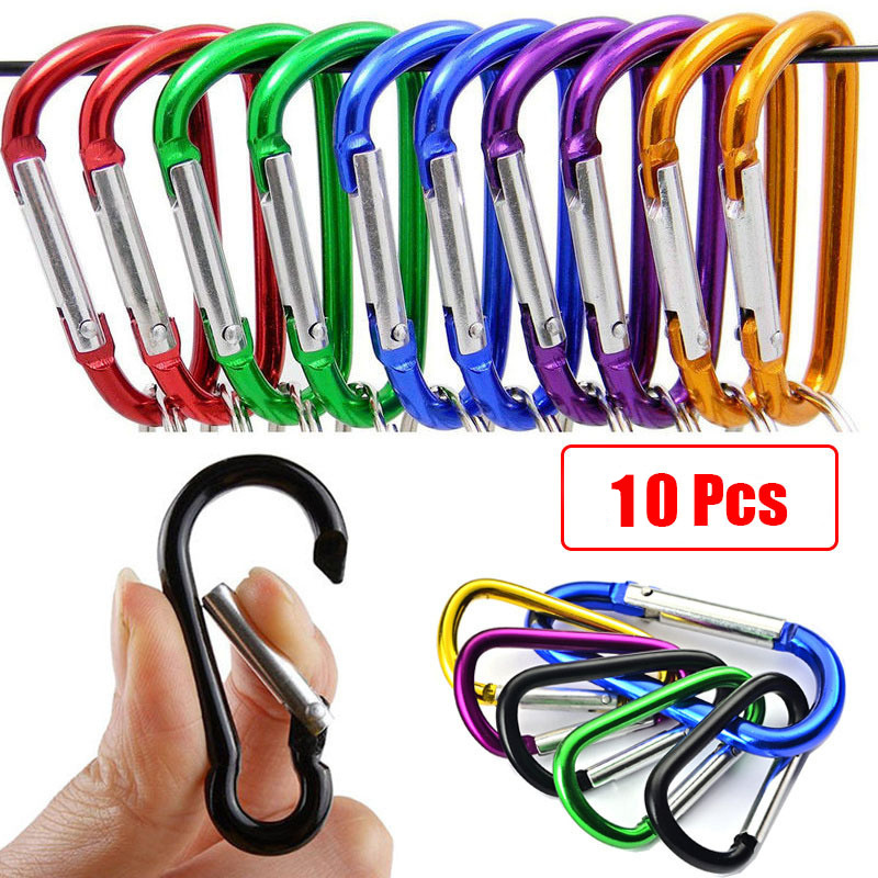 10 Pcs Alloy Round Carabiner Spring Snap Clips Hook Keychain Keyring Buckle