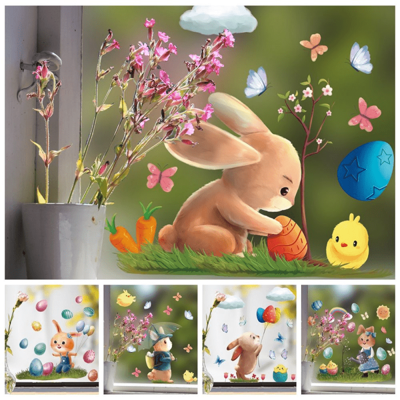 Stickers muraux pour paques - Sticker mural Panier de Pâques et les lapins