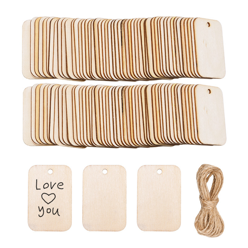 Wood Tags With Rope Wooden Hanging Label Diy Craft - Temu