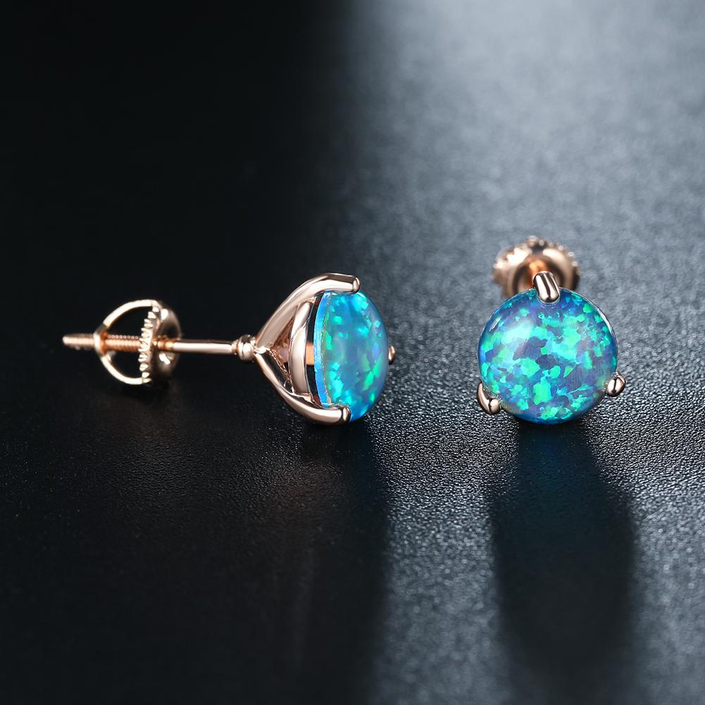 

Vintage Blue Synthetic Gemstone Decor Elegant Stud Earrings Copper Jewelry Exquisite Gift For Women