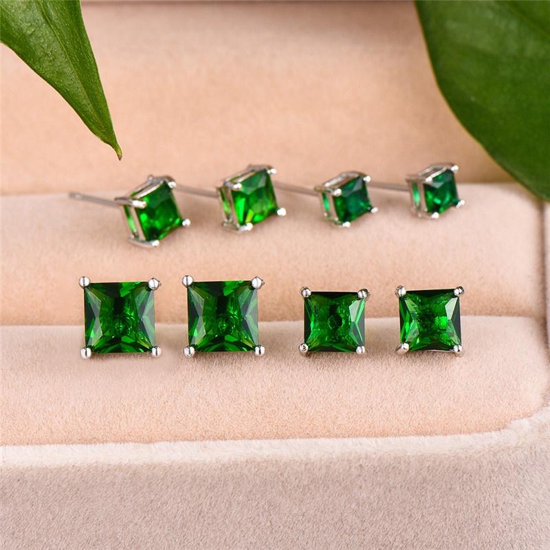 Green stone clearance stud earrings