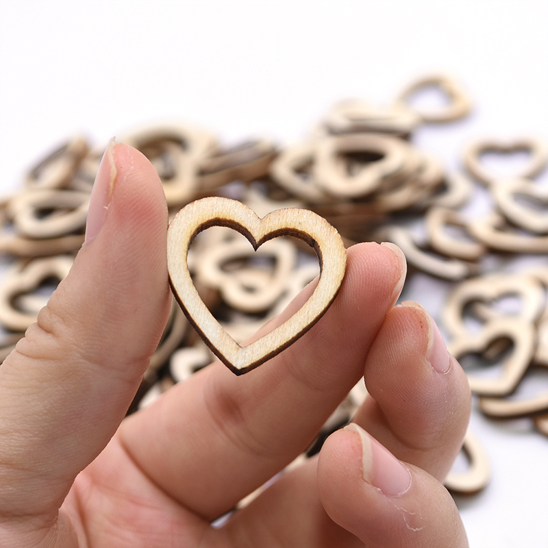 120Pcs Wood Heart Slices, 2 Inch Wooden Blank Heart Unfinished DIY Crafts  Slices for Valentine's Day Ornaments, Birthday, Party, Wedding Decorations