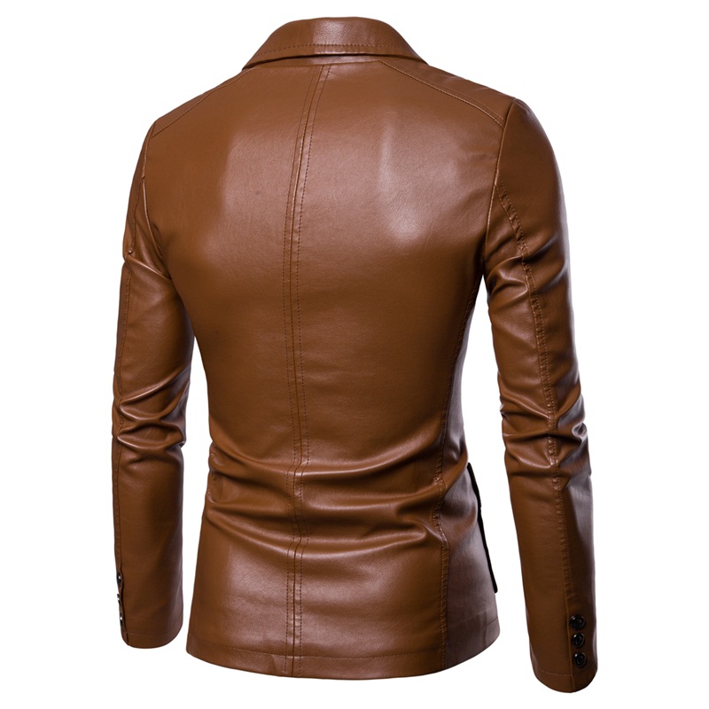 Chaqueta de retales de cuero Pu para mujer, Camisa recta de manga larga con  bolsillos y botones - AliExpress