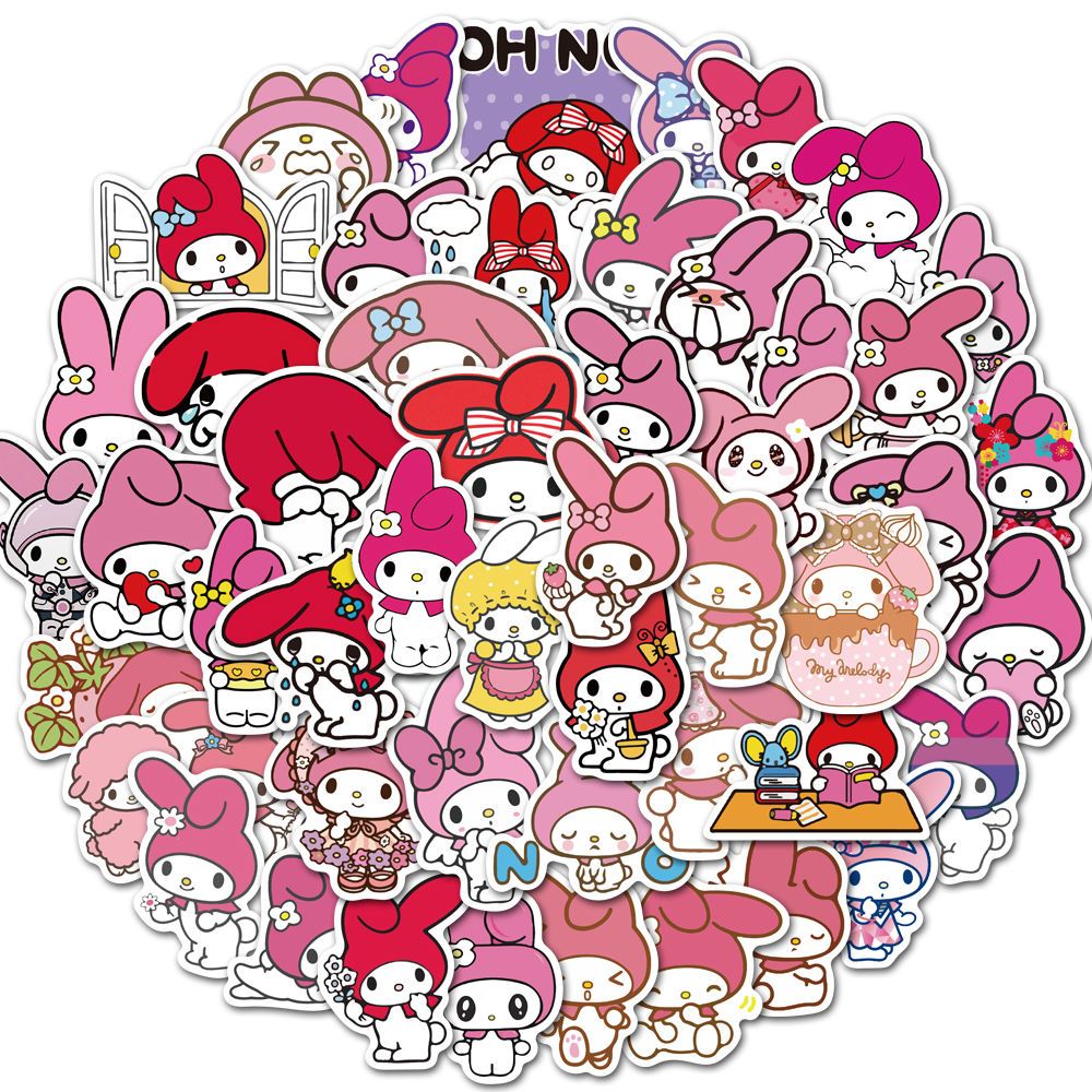 60pcs Hello Kitty Cute Sanrio Stickers Kuromi My Melody Cinnamoroll Cartoon  Anime Sticker Toy Decal Laptop Scrapbook Phone Gift