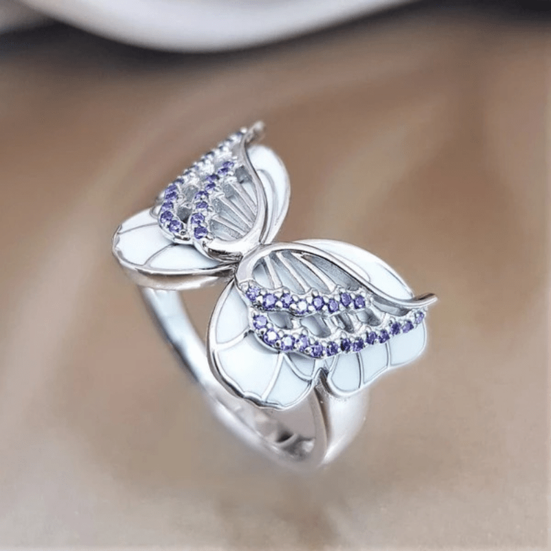 Simple Silver Plated Hollow Butterfly Women Rings Fashion - Temu