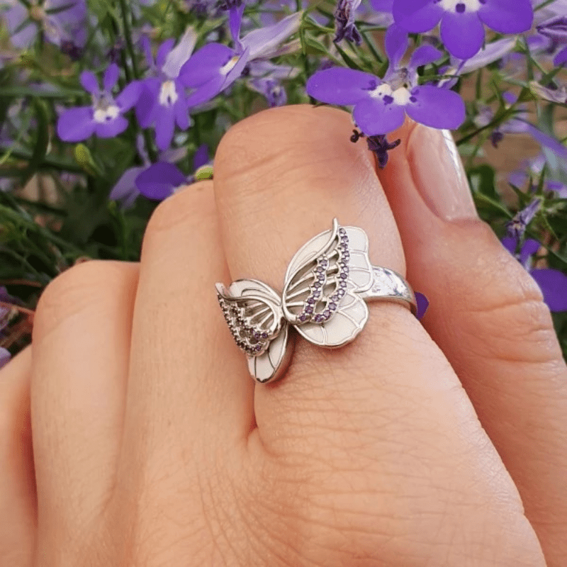 Simple Silver Plated Hollow Butterfly Women Rings Fashion - Temu