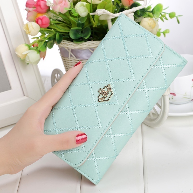 Argyle Embroidery Wallet, Women's Folding Long Money Clip, Clutch Bag  Classic Small Card Purse - Temu