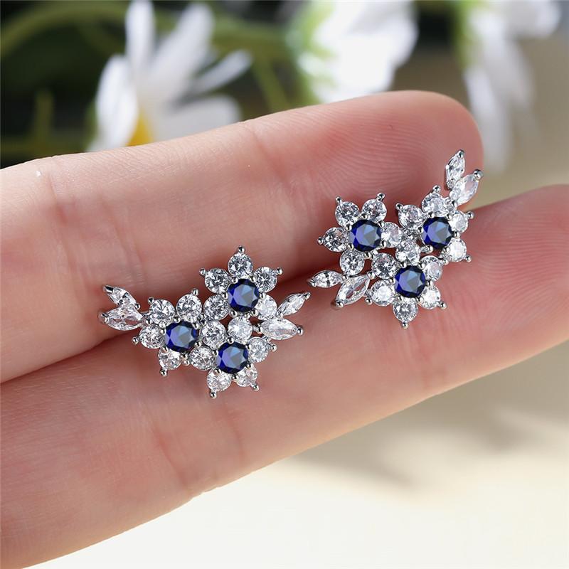 Diamond Flower Earrings, 18K Gold Stud Earrings