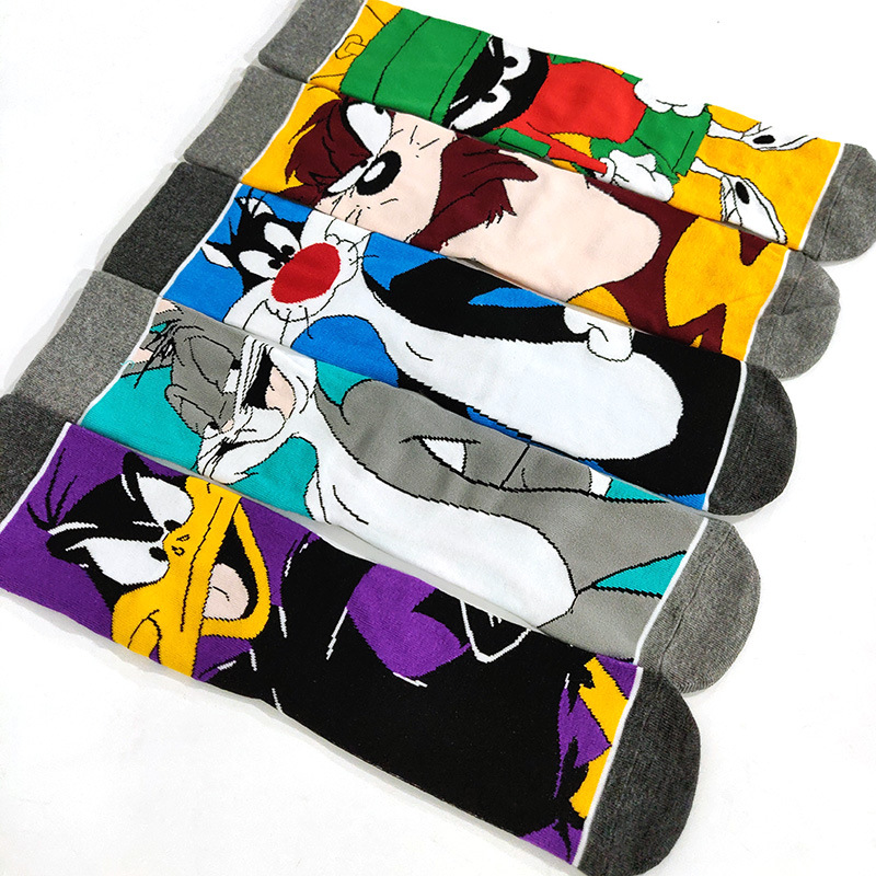  XTBPQMX Calcetines divertidos de dibujos animados para hombre,  paquete de 5 unidades, coloridos locos y lindos personajes, de algodón,  novedosos calcetines para mujer, 9-12, Verde, gris, azul, morado, : Ropa,  Zapatos