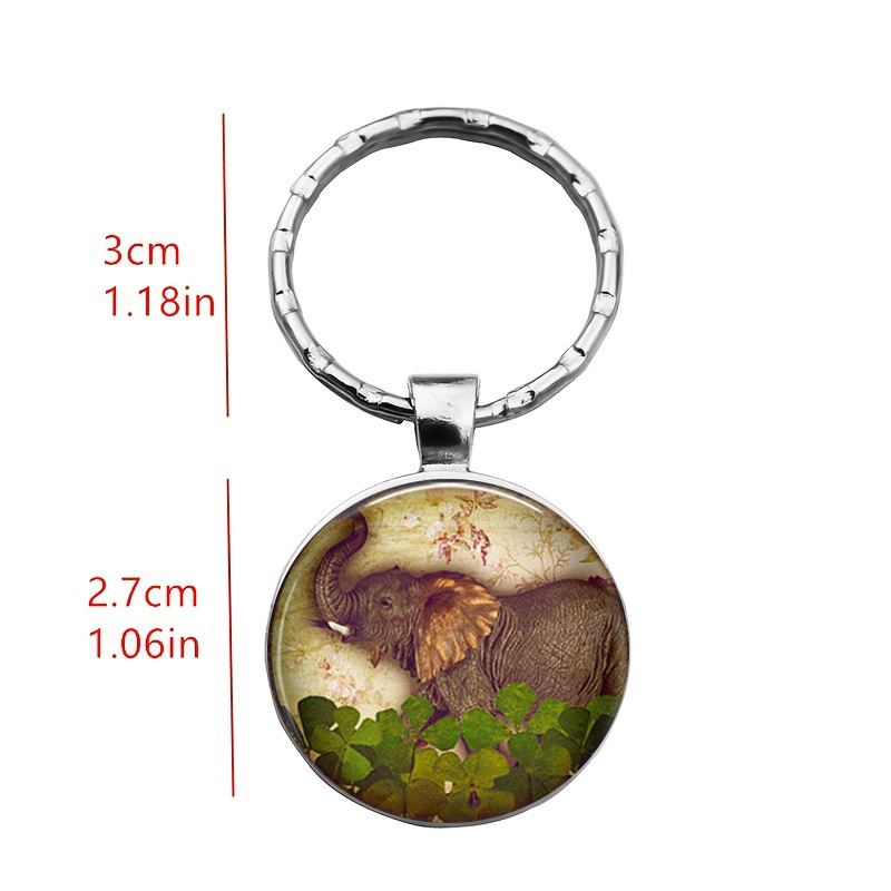 Vintage Elephant Time Gemstone Keychain And Necklace