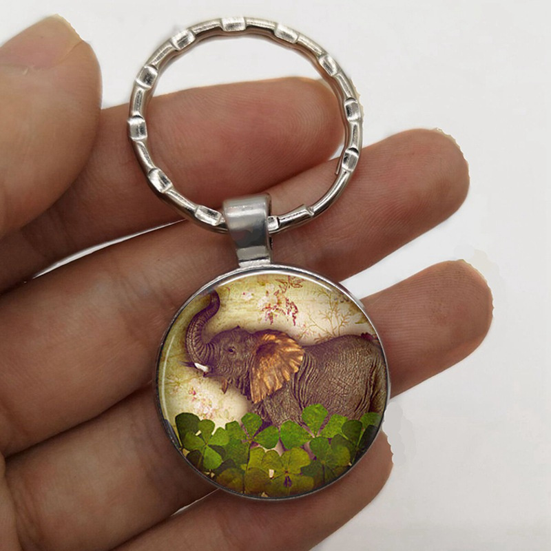 Vintage Elephant Time Gemstone Keychain And Necklace