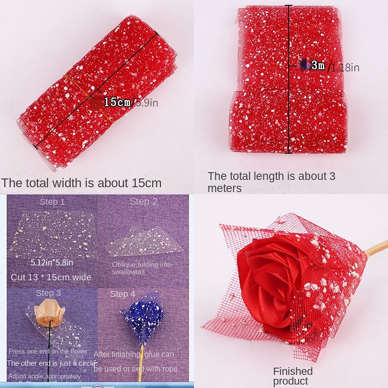 1 Roll 48cm 5 Yards Bronzing Star Moon Gauze Gauze Translucent Flower  Wrapping Paper Gauze Point
