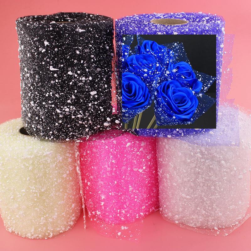 Snow Point Solid Color Black Flower Wrapping Paper Waterproof Net