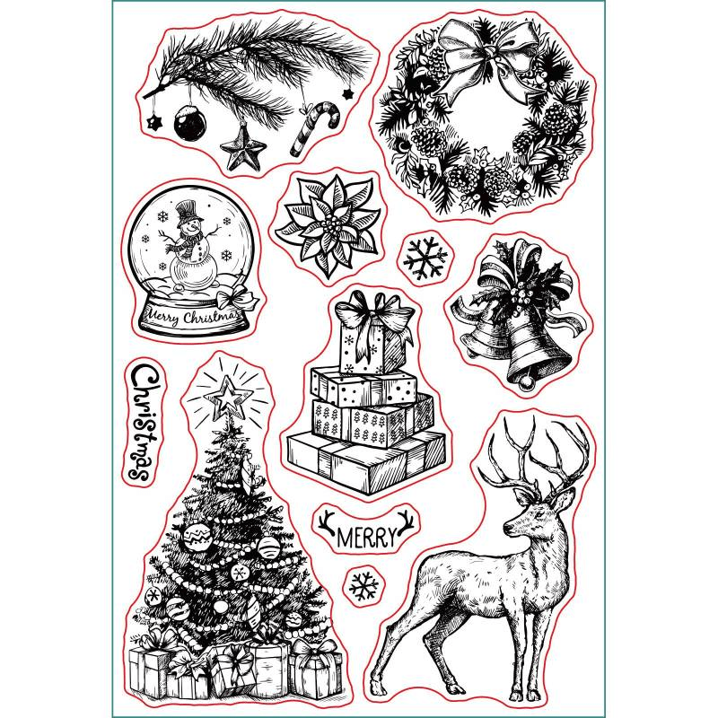 Kiddale Christmas Theme Clear Silicone Stamps Christmas Crafts Stamps for Card/Paper Craft Making Decor DIY Christmas Scrapbooking Photo Album