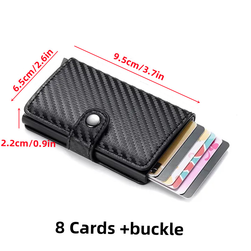 Carbon Fiber Metal Security Card Case Credit Card Holder Slim Short