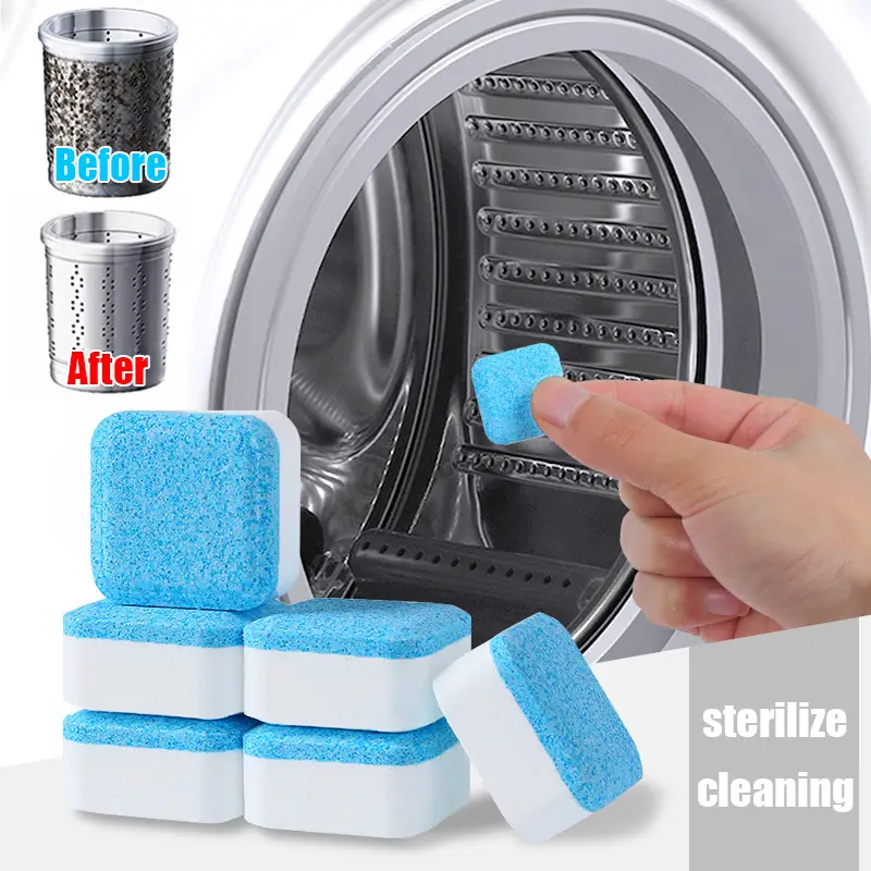 12pcs, Washing Machine Cleaner Descaler, Deep Cleaning Tablets For HE Front  Loader Top Load Washer, Septic Safe Eco-Friendly Deodorizer, Clean Inside