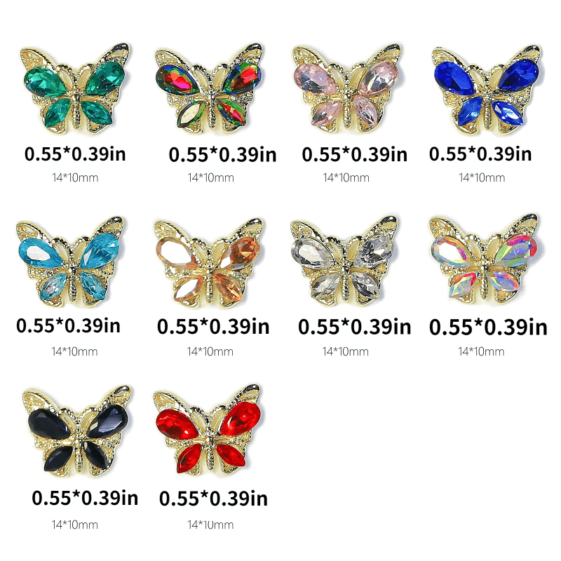 Sohindel DIY Jewelry Nail Crystal Butterfly Nail Art Decorations,Shiny Charm Zircon Crystal 3D Butterfly Nail Rhinestones - Style 1