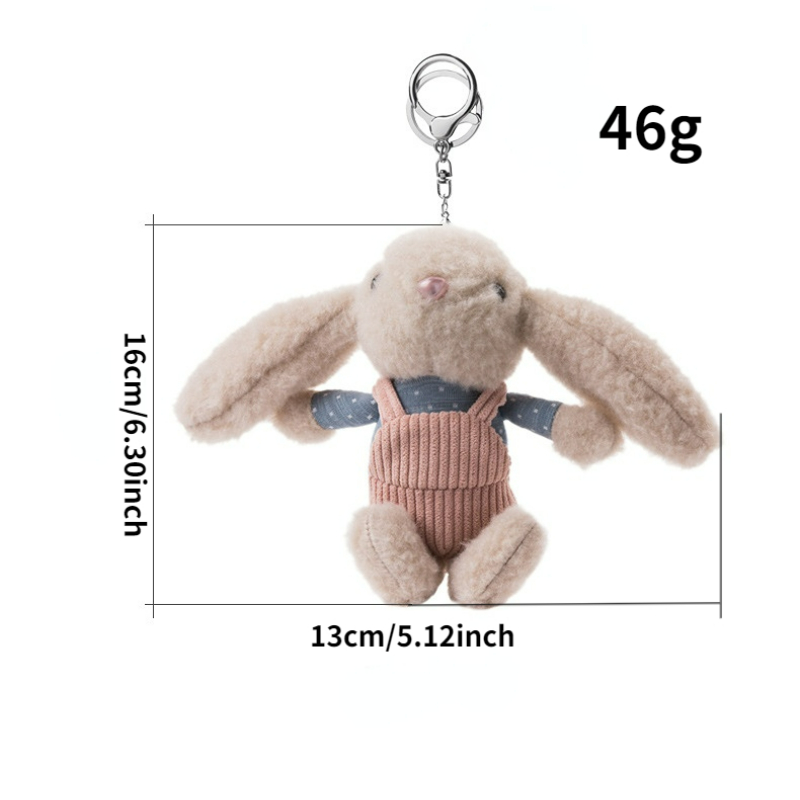 16cm Plush Keychain Overalls Dress-up Long Ear Rabbit Animal Doll