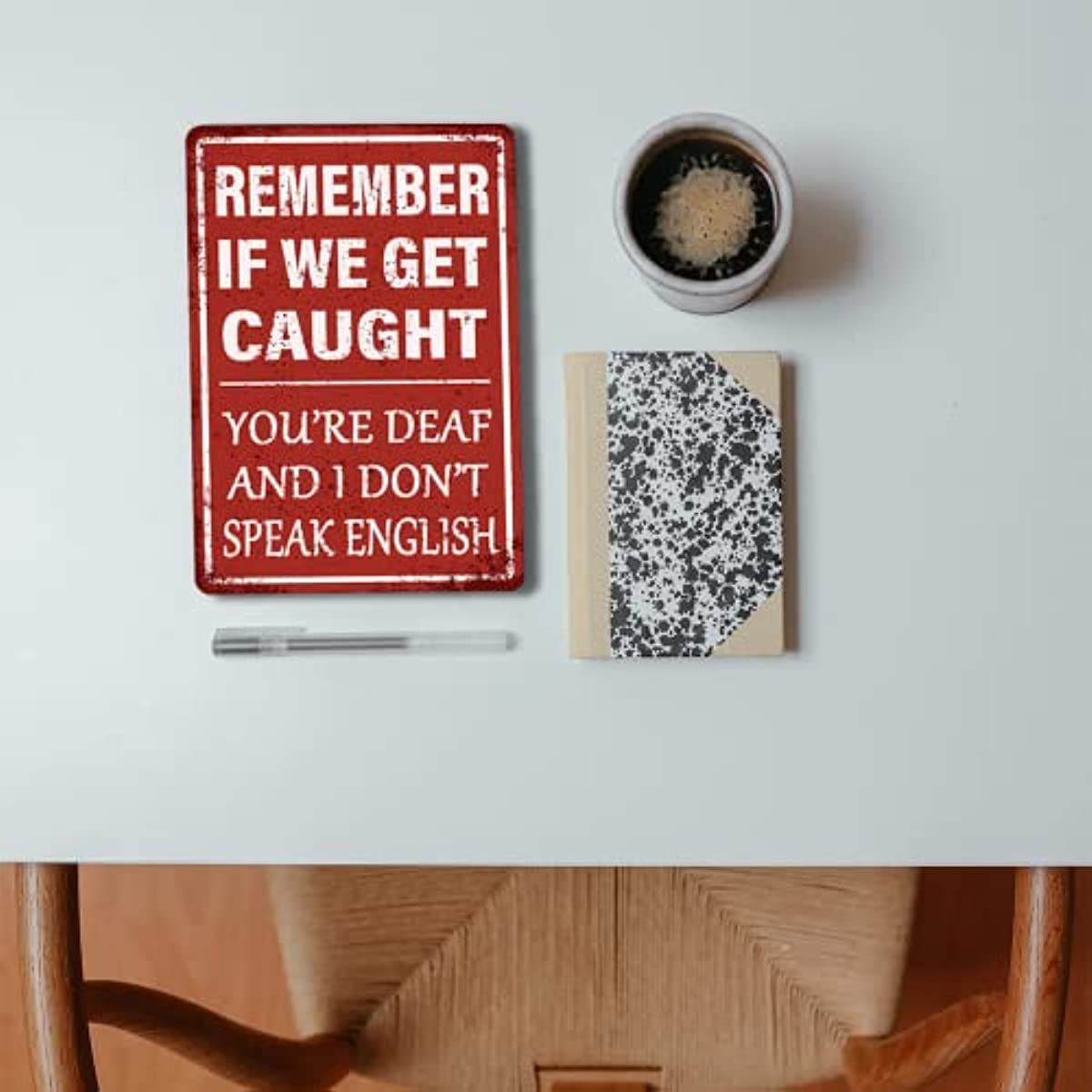1pc Funny Garage Decor Humor Man Cave Bar Signs Remember If We Get Caught You're Deaf And I Don't Speak English Vintage Metal Tin Sign Home Office Decorations 8x12 Inches | Don't 1pc Funny Garage Decor Humor Man Cave Bar Signs Remember If We Get Caught You're Deaf And I Don't Speak English Vintage Metal Tin Sign Home Office Decorations 8x12 Inches | Don't