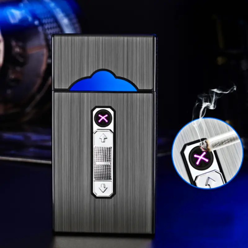 20pcs rechargeable metal cigarette box with windproof usb lighter convenient and stylish details 0