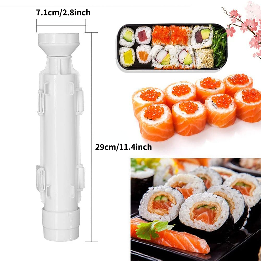 Famyfamy 10pcs Portable Sushi Kimbab Maker Kit Rice Roll Mold Kitchen DIY Making Mould Roller Tools Kitchen Dining Tools, Size: Assorted, Black