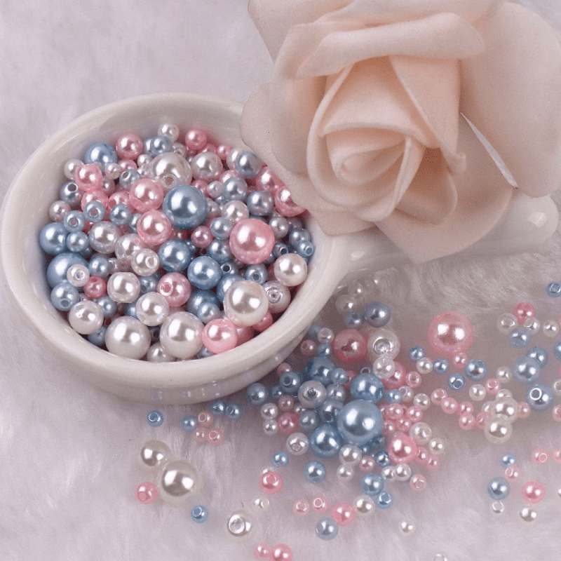 Mix Size Beads Hole Colorful Faux Pearls Round Acrylic - Temu