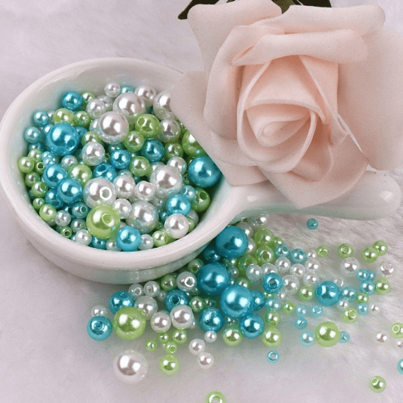 Mixed Size 3/4/5/6/8mm With Hole Colorful Pearls Beads Round