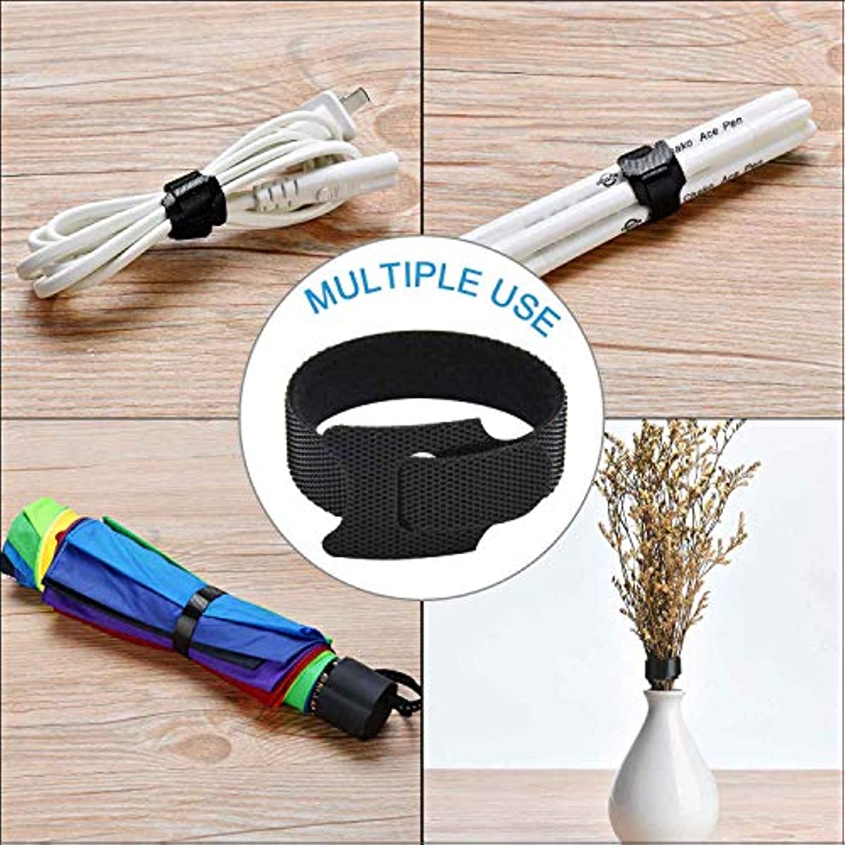 50pcs Velcro Cable Ties, Adjustable Cord Ties, Microfiber Hook Loop Cords  Management Wire Organizer Wraps cable tie