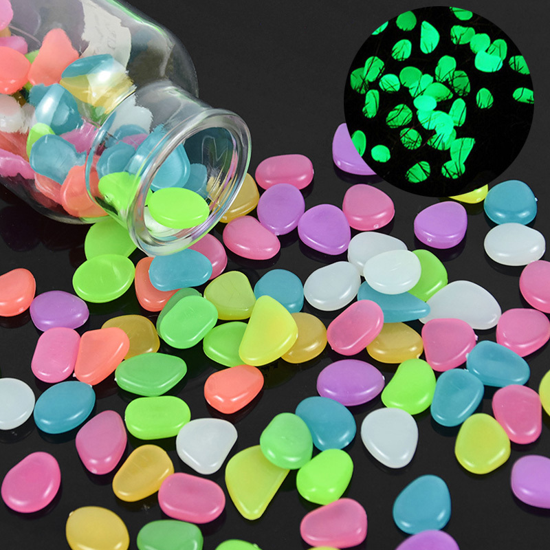 100pcs Luminous Garden Stones Glow in the Dark Pebbles
