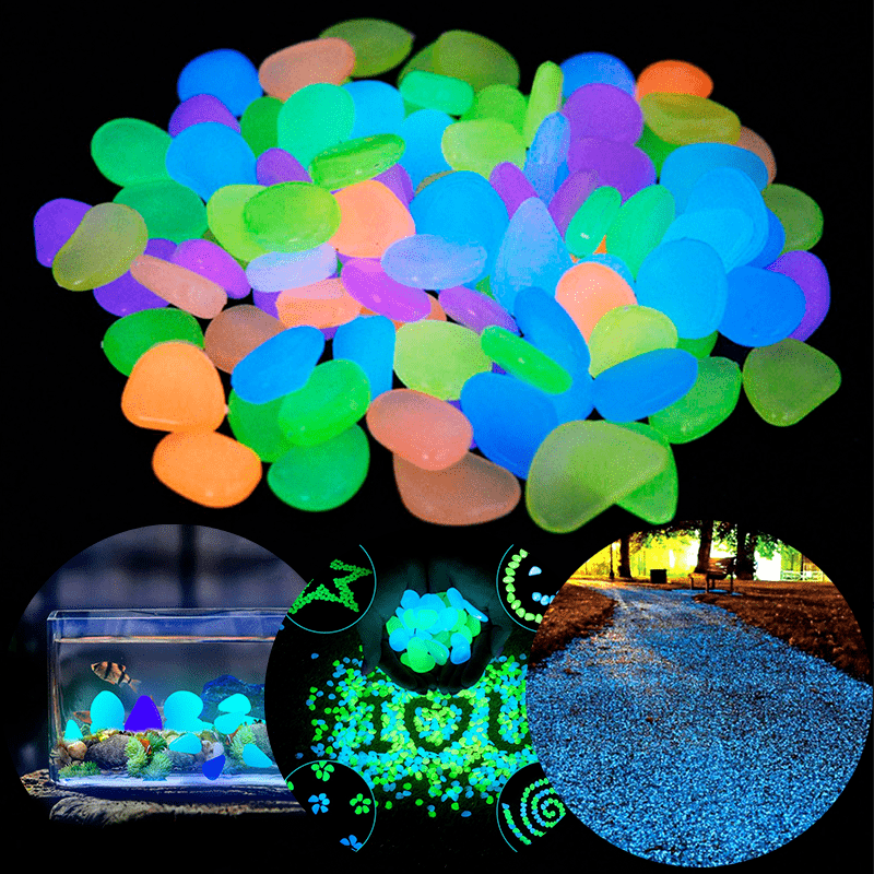 Great Choice Products Fish Tank Rocks Glow Blue/Glow In The Dark Pebbles  For Garden/Fish Tank/Aquarium