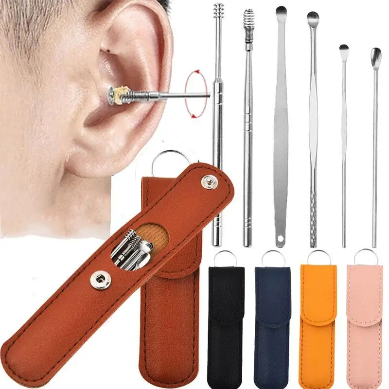 6 uds removedor de cera de los oídos cureta limpiador de oídos herramienta  de eliminación de cera palillos para los oídos limpieza de los oídos cuchar