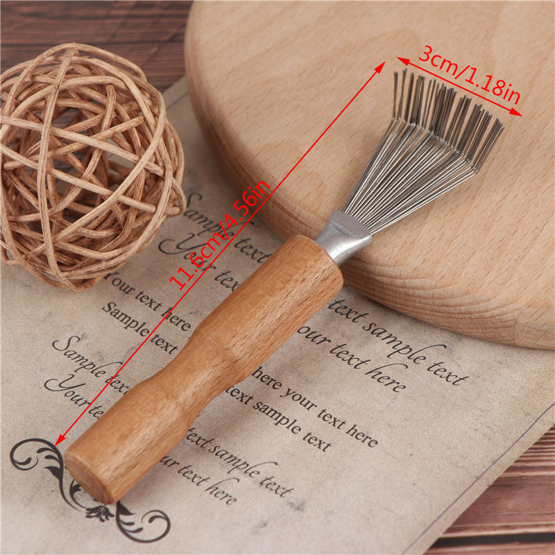 Mini Hair Brush Cleaner Tool With Metal Wire Rake And Wooden - Temu