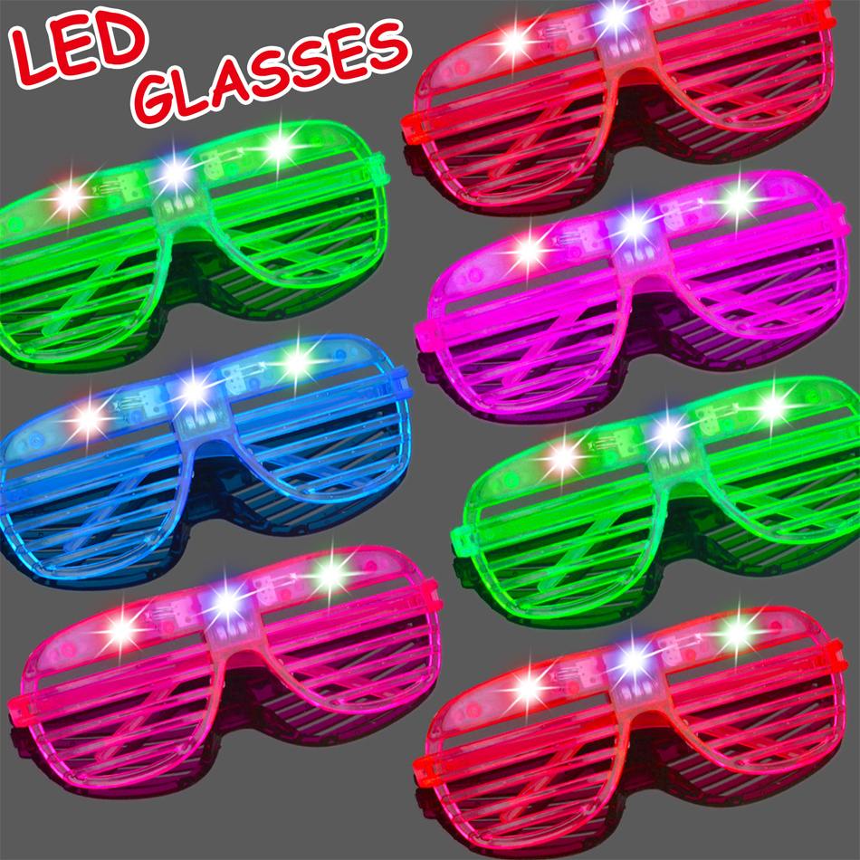 Paquete de 30 lentes con luz LED, 5 colores, 2 formas, gafas de neón que  brillan en la oscuridad, suministros de fiesta, recuerdos de fiesta