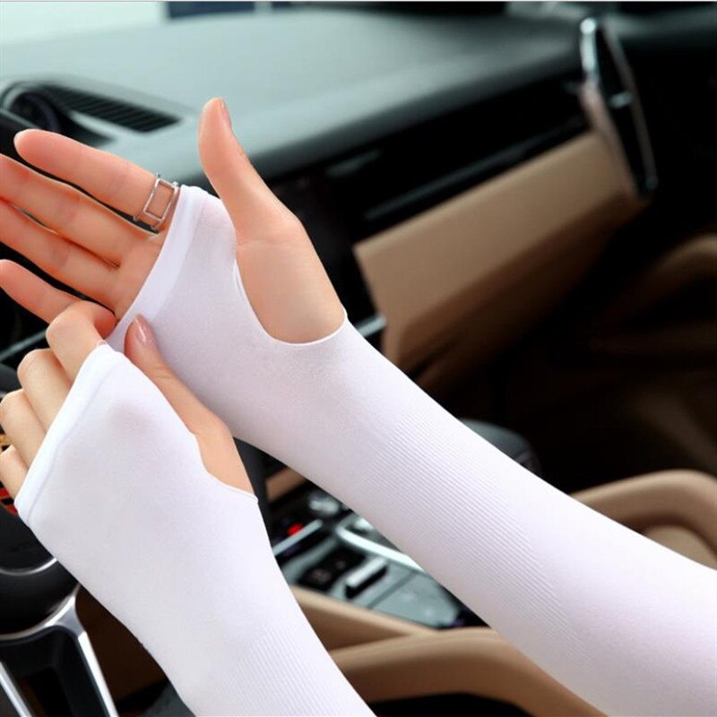1pair Ice Silk Arm Sleeves, Sunscreen UV Protection Hand Cover Sleeves for Spring Summer Outdoor Sports,Temu