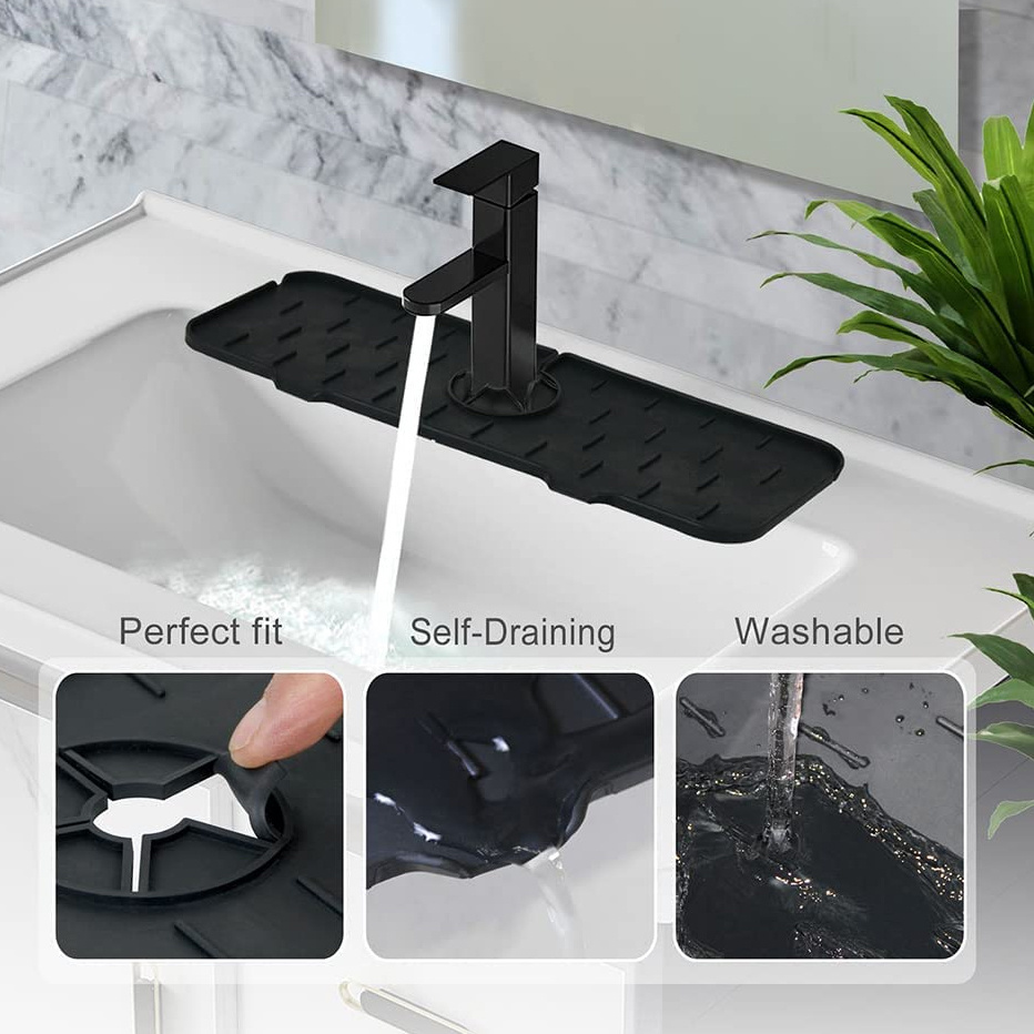 Kitchen Silicone Faucet Absorbent Mat For Sink Splash Guard Faucet Splash  Catcher Countertop Protector Bathroom Kitchen Gadget