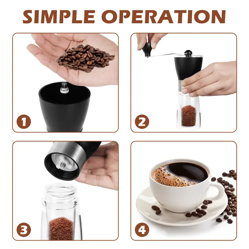 1pc manual coffee grinder with ceramic burrs hand coffee mill portable coffee bean grinder hand crank coffee mill for home grinding tools coffee maker details 2