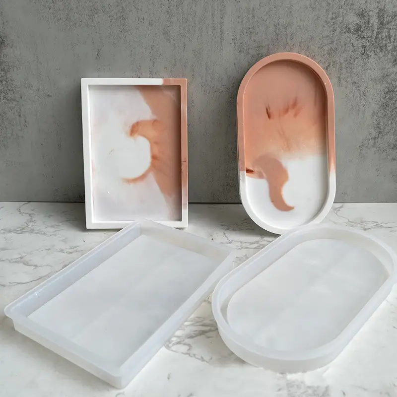 Rectangle &oval Plate Dish Display Resin Mold Making Jewelry Holder Mould  Tool DIY Hand Craft