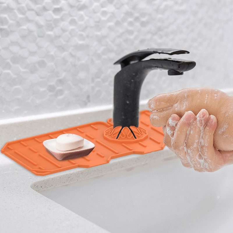 Sink Pad orange Silicone Sink Drainer Pad for Kitchen Faucet Mat