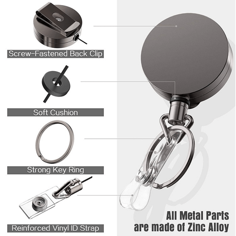 High Quality Metal Retractable Belt Key Ring Pull Badge Reel ID