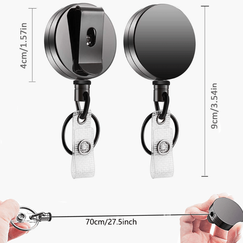 1pc Retractable Id Badge Holder Heavy Duty Metal Body Carabiner Key Chain  Metal Keychain With Belt Clip - Jewelry & Accessories - Temu Canada