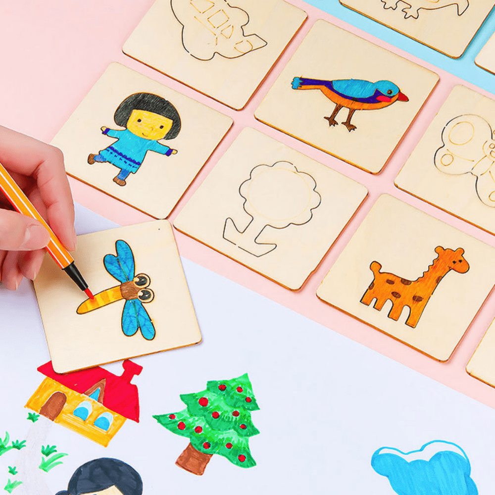TureClos Children Art Painting Template Ruler Set Drawing Toy Educational  Toy Drawing Accessories 