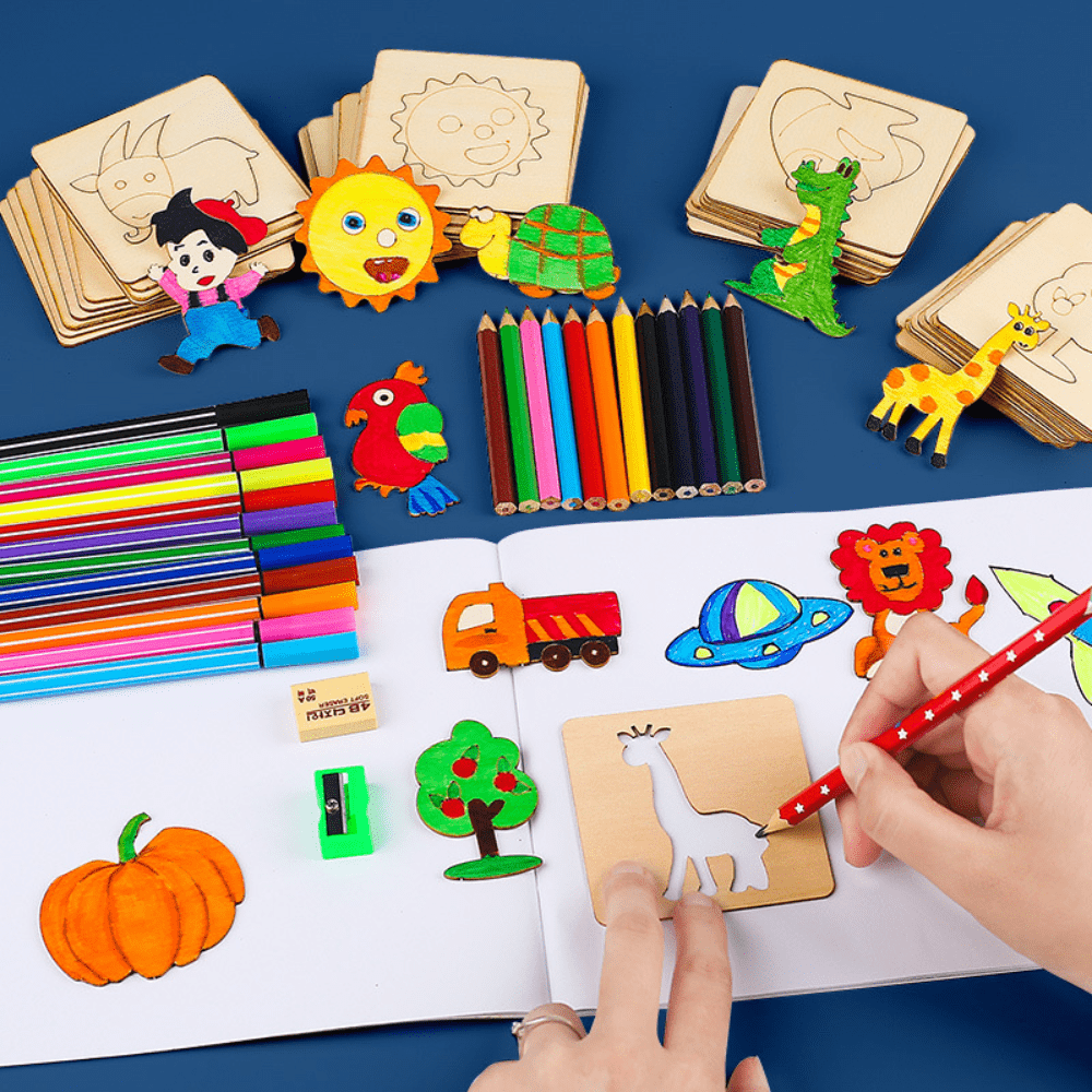Drawing Stencils Set Baby Arts Crafts Painting Model Rulers Template Ideal  Kids Gifts Children Drawing Learning Eductaional Toys