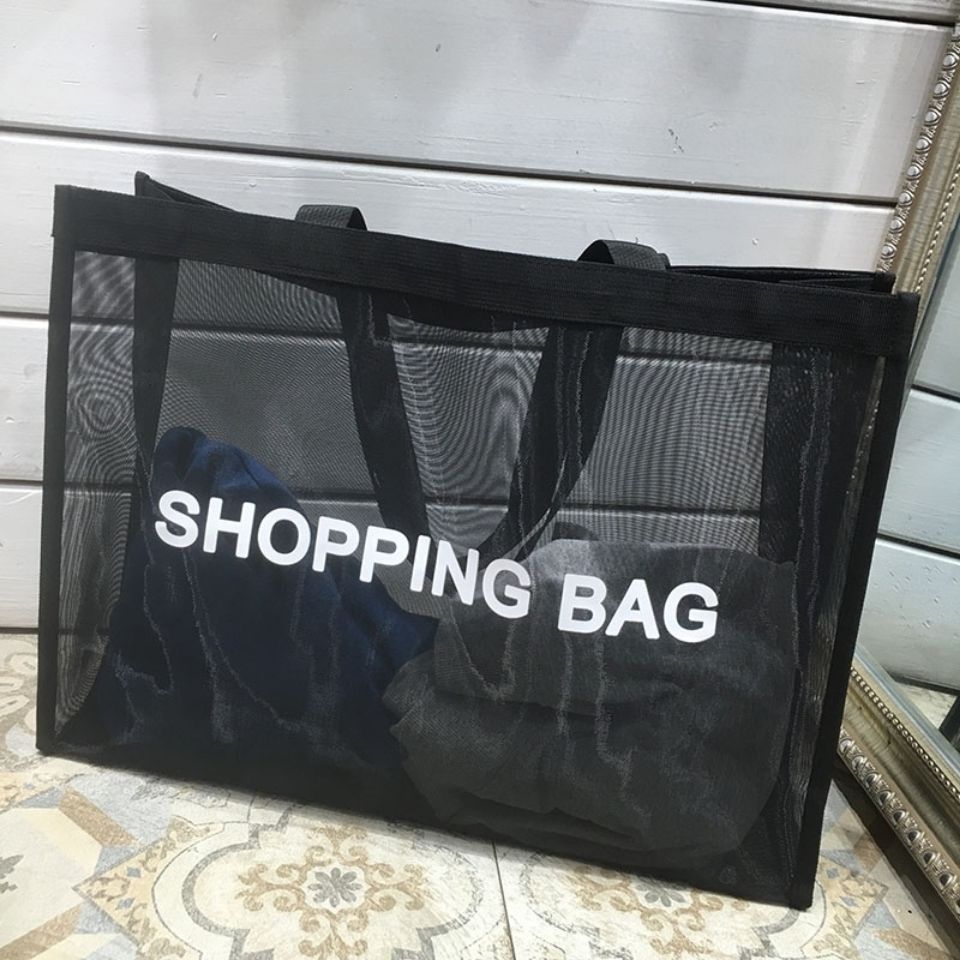 Transparent Mesh Women's Shopping Bag, Large Capacity Bag, Nylon, Beach,  Fitness, Yoga, Organizer(Gray)