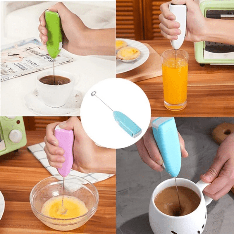 1pc Mini Electric Stainless Steel Black Handheld Coffee Mixer & Egg Beater  & Bubble Drink Stirrer Kitchen Appliance