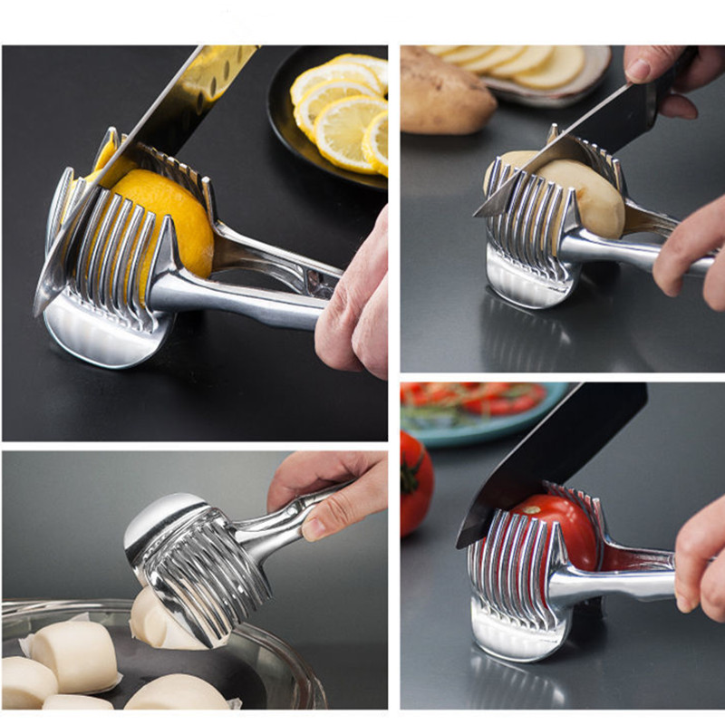 Handheld Stainless Steel Slicer Potato Tomato Lemon Fruit Vegetable Cutter  Tool