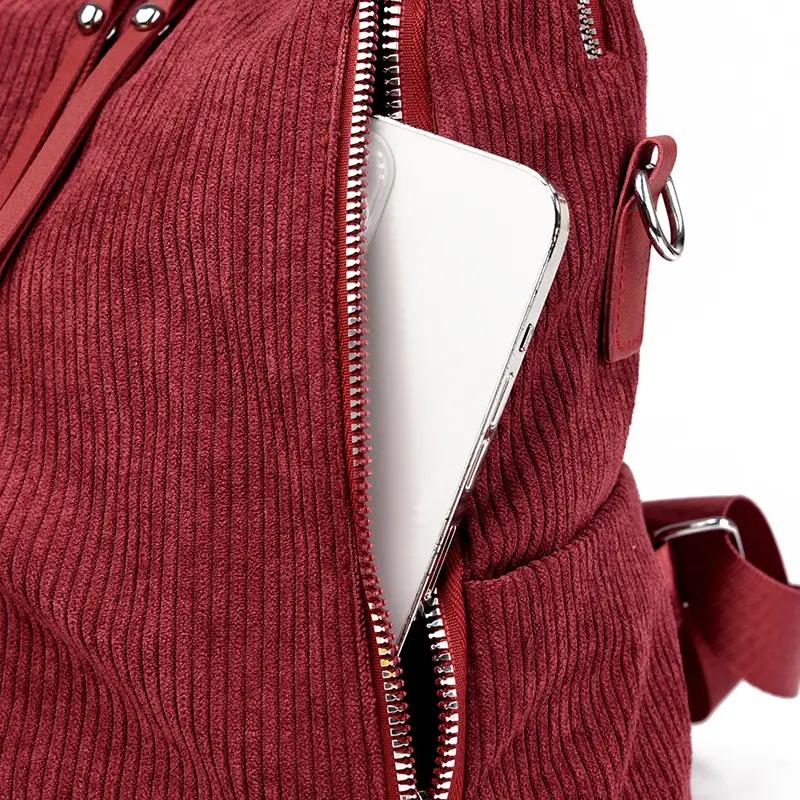 70s Studded Corduroy Fabric Shoulder Bag