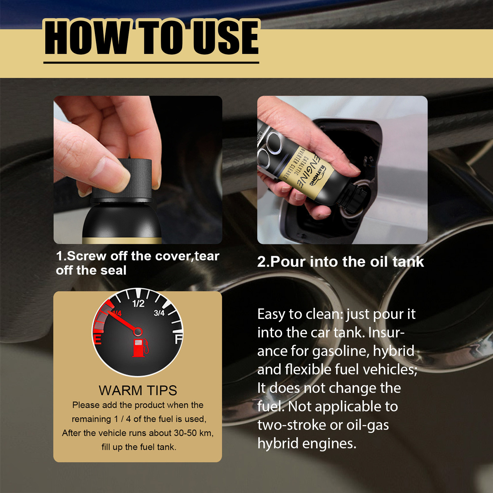 Engine Catalytic Converter Cleaner with Carbon Deposit Removal