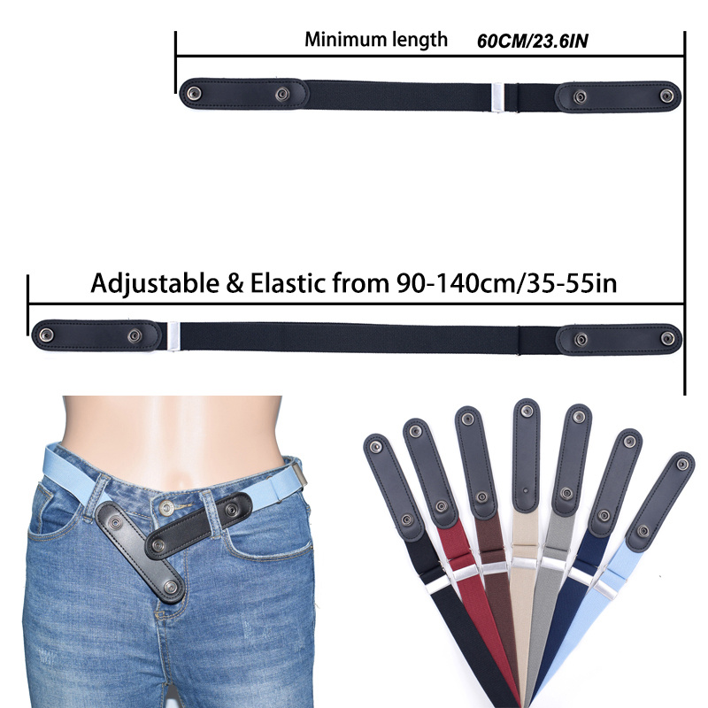 Bodychum No Buckle Belts for Women Jean Belts Elastic Stretch Belt Female  Invisible Fashion Waist Belt for Shorts, Brown, Valentines Day Gifts 