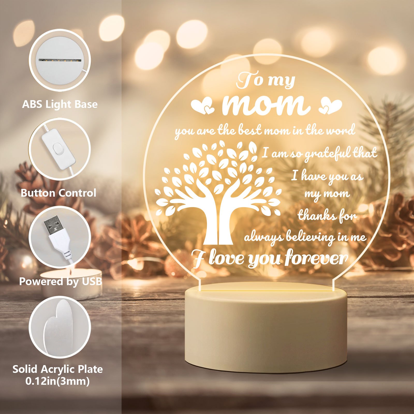 Gifts For Mom Engraved Night Light Mothers Day Gifts From - Temu United  Arab Emirates